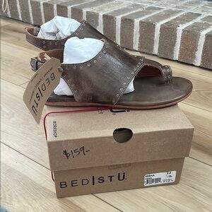 Bed Stu Brown Leather Sandals with Studs